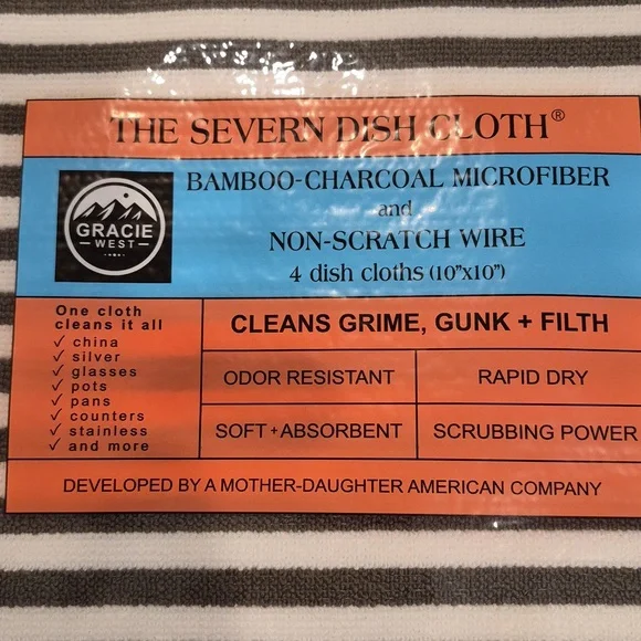 Severn Dish Cloths for Washing Dishes 4pk. Odor-Resistant Non-Scratch Wire - Picture 9 of 10